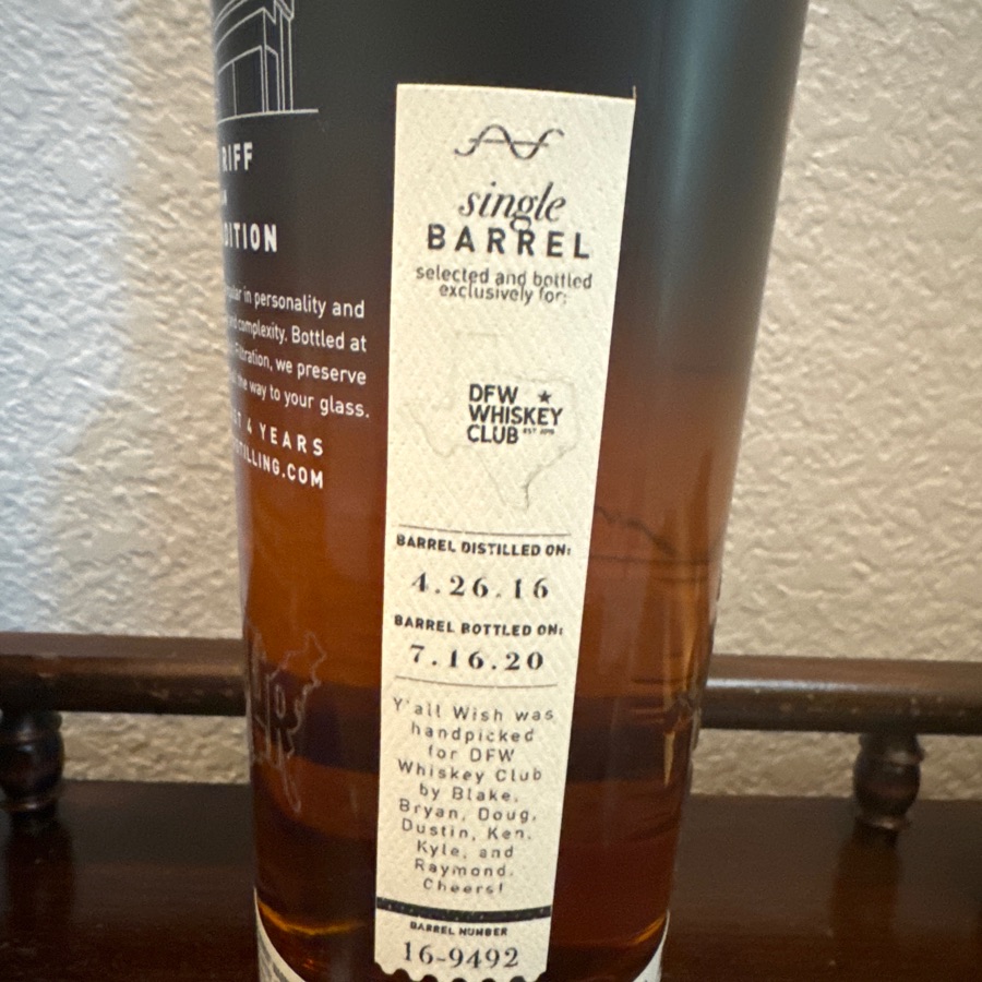 New Riff Single Barrel -6-9492 Sour Mash Bourbon DFWWC pic