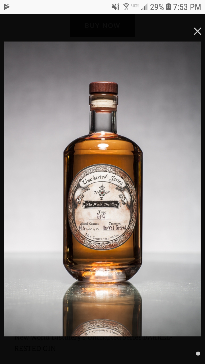 New World Distillery, Uncharted Series Barrel Rested Gin