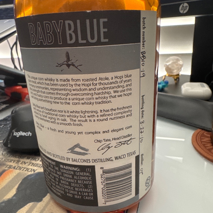 Balcones Baby Blue Corn Whisky - chip tate - BB10-19 - 8-22-10