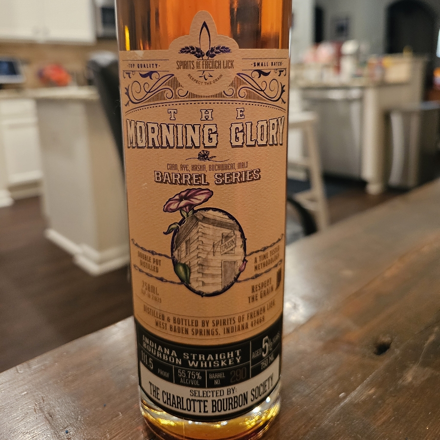 The Morning Glory Barrel Series Indiana Straight Bourbon Whiskey Selected by The Charlotte Bourbon Society