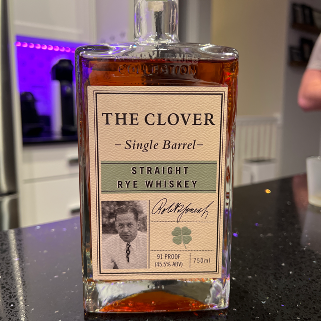 The clover single barrel straight rye whiskey