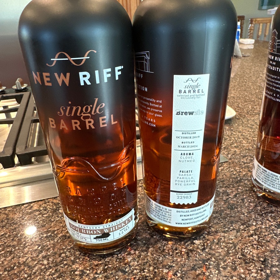 New Riff Single Barrel Barrel Proof Kentucky Straight Bourbon Whiskey slelected by Brewzle barrel #22983