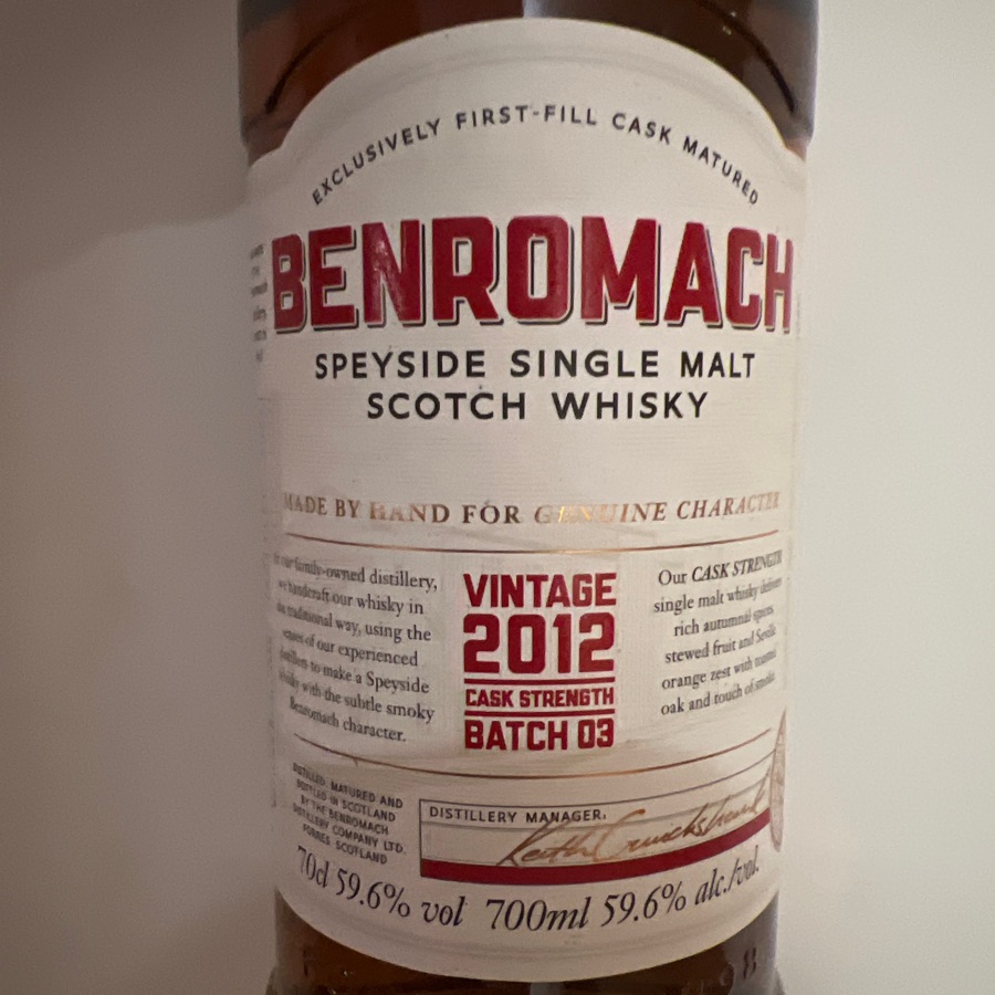 Benromach Cask Strength Vintage 2012 (Batch 03)