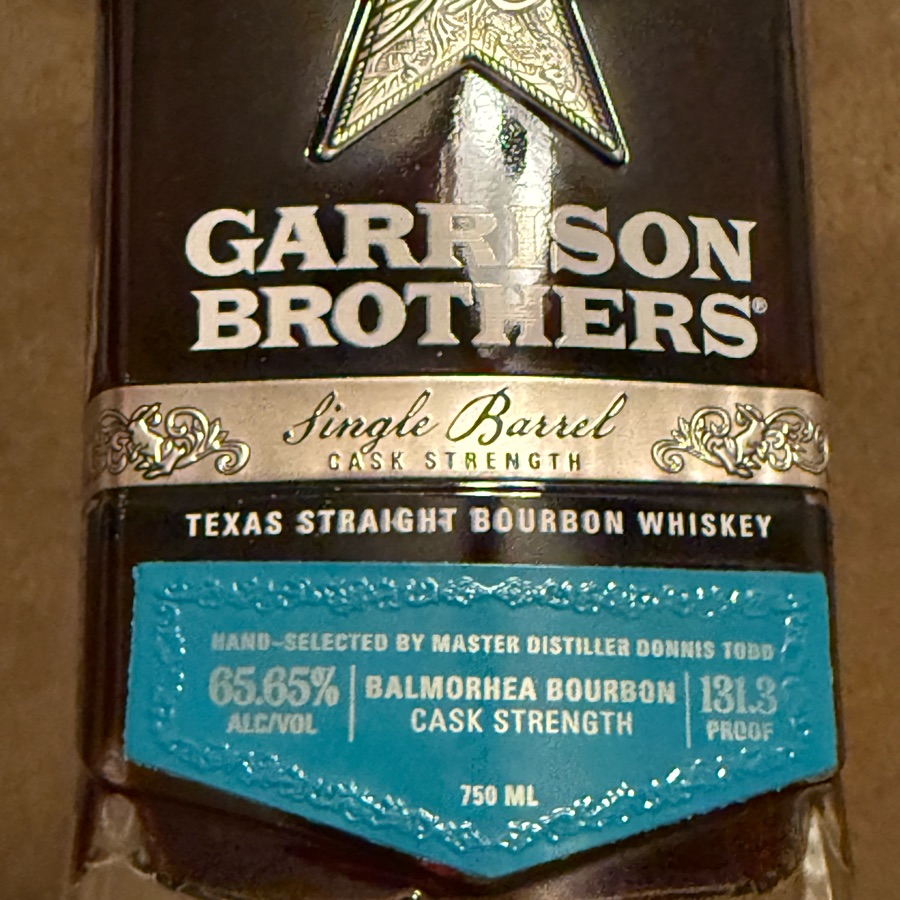 Garrison Brothers Single Barrel Cask Strength Texas Straight Bourbon Whiskey Balmorhea Bourbon Cask Strength (Hand Selected By Master Distiller Donnis Todd) Texas Independence Day 2025