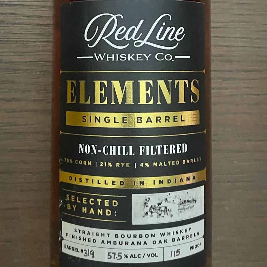 Red Line Elements Single Barrel Straight Bourbon Whiskey Finished in Amburana Oak Barrels - Seelbach's