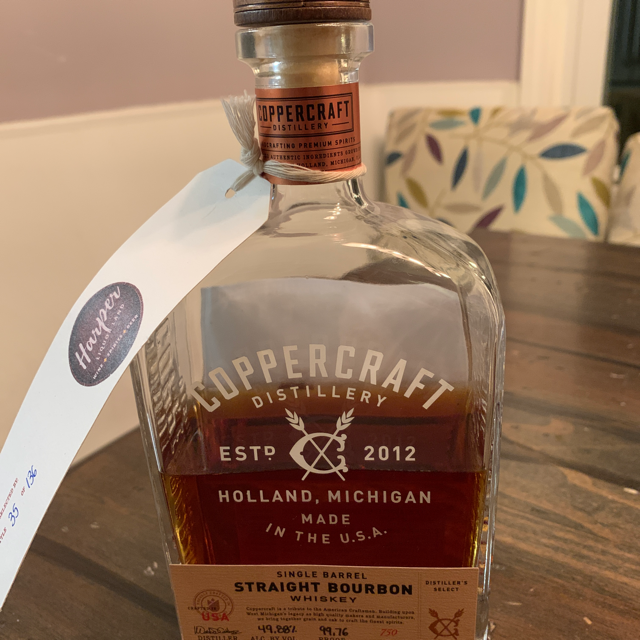 Coppercraft Single Barrel Straight Bourbon Harper Liquor Land Pick