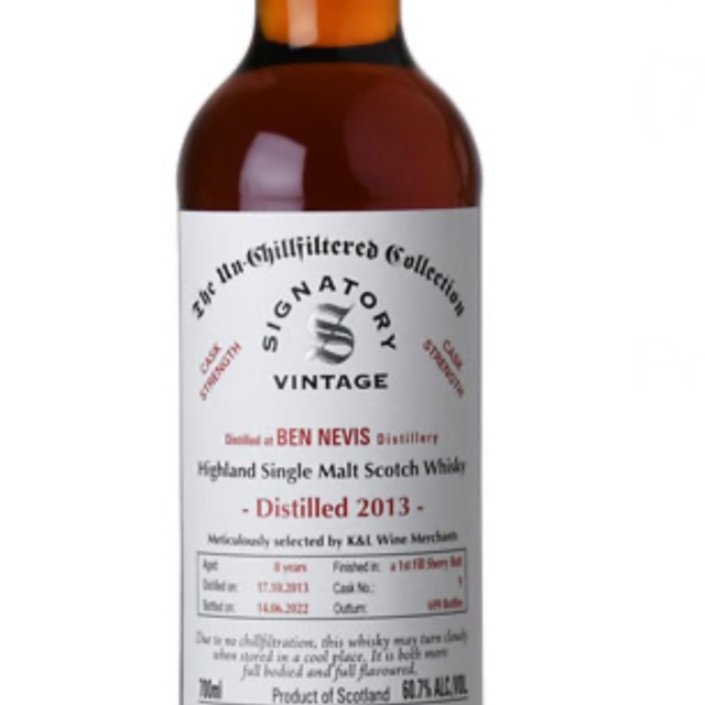 Ben Nevis Highland Single Malt, Signatory Vintage 2013, Aged 8 Years, Finished in a First Fill Sherry Butt