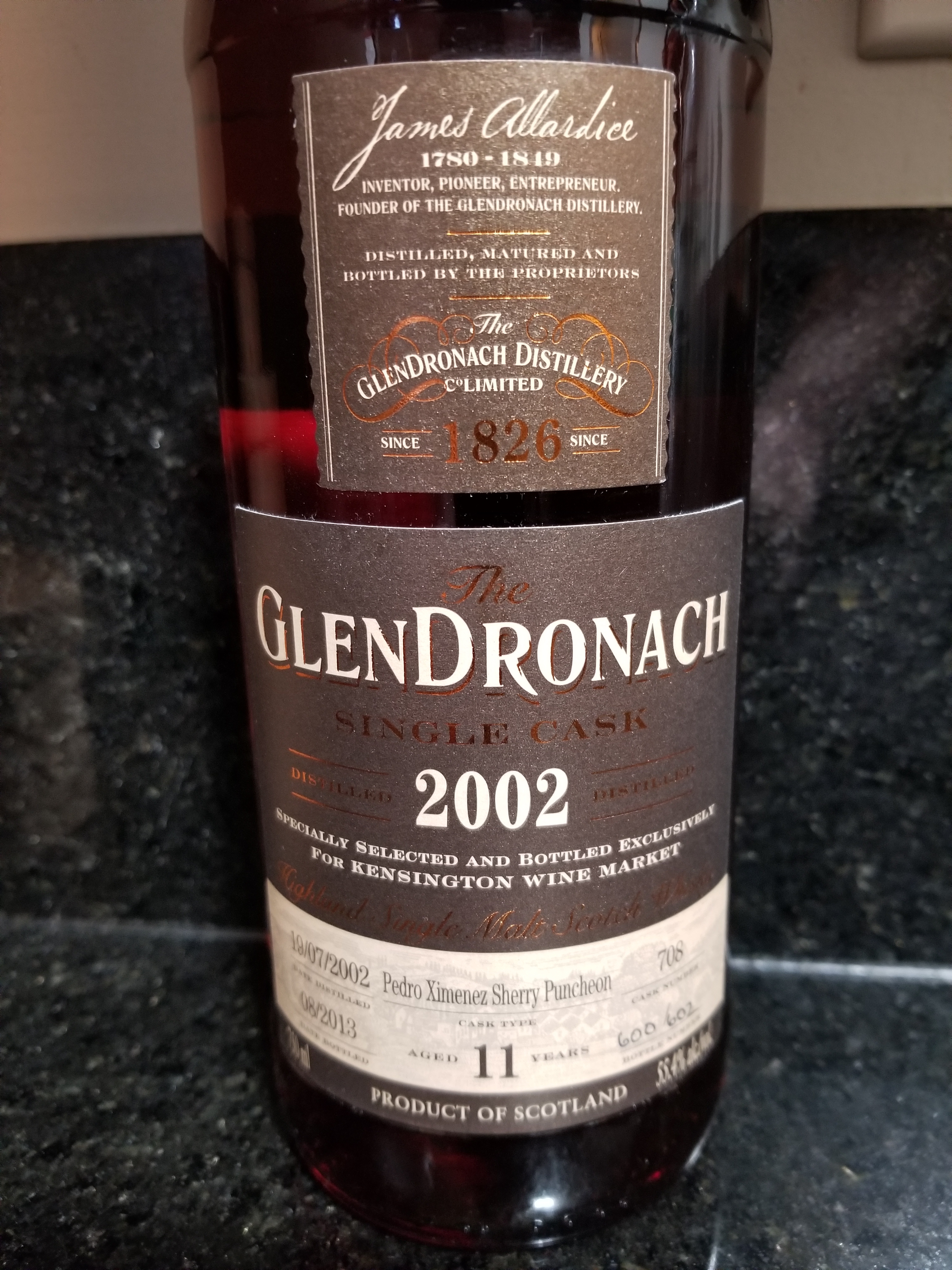 Glendronach 2002 11 Year Pedro Ximenez Single Cask #108 (Kensington Wine Merchant)