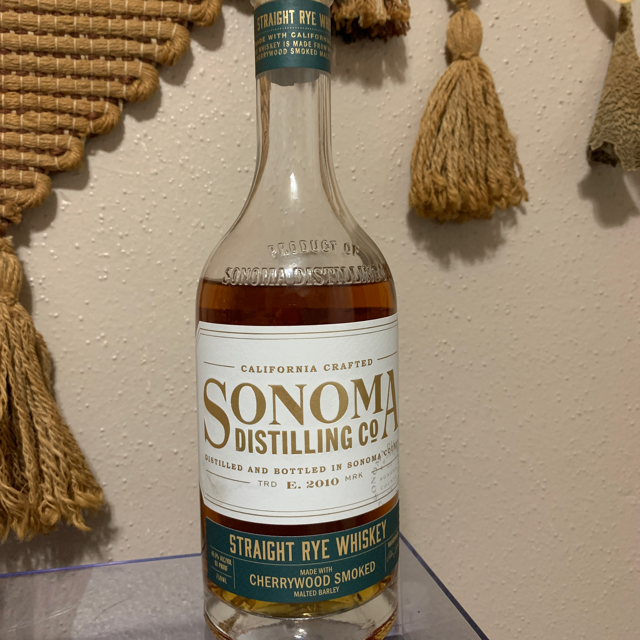 Sonoma distilling co cherrywood smoked straight rye
