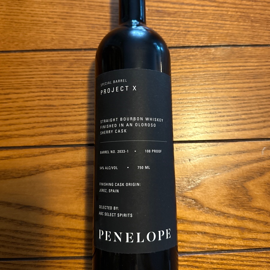 Penelope Project X (Special Barrel) Straight Bourbon Whisky Finished in an Oloroso Sherry Cask
