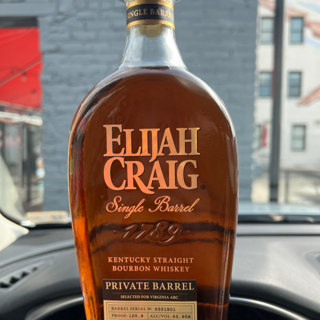 Elijah Craig Single Barrel -Private Barrel Selected for Virginia ABC  Barrel Proof