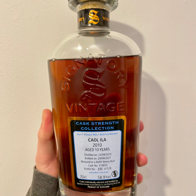 Caol Ila 2010 10 Year Old Signatory Vintage Cask Strength Sherry Refill cask 316650
