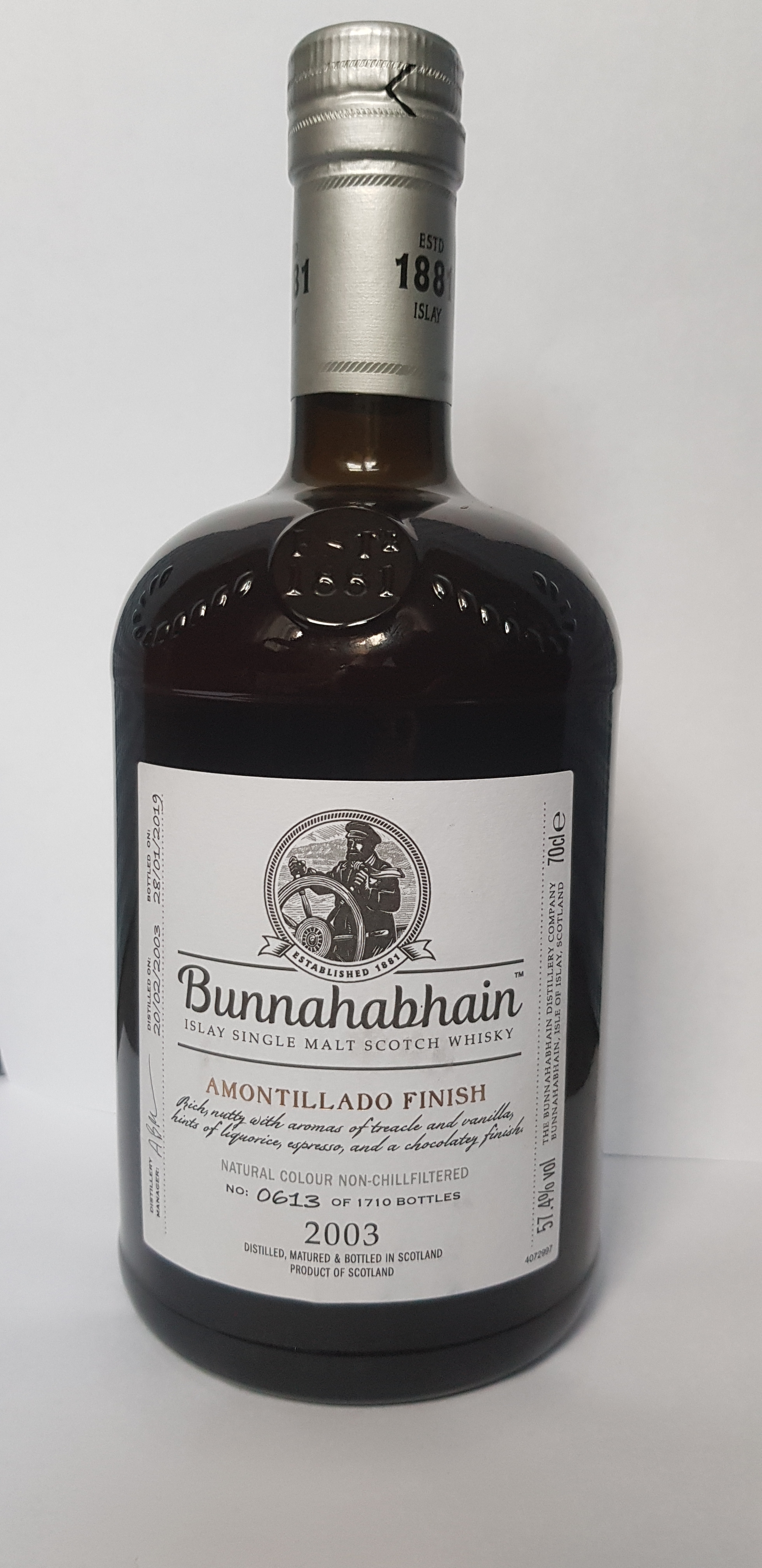 Bunnahabhain Amontillado Finish 2003 (Distlery only bottle)