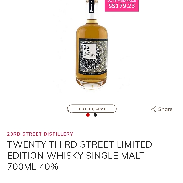 Twenty Third Street Limited Edition Single Malt Whisky