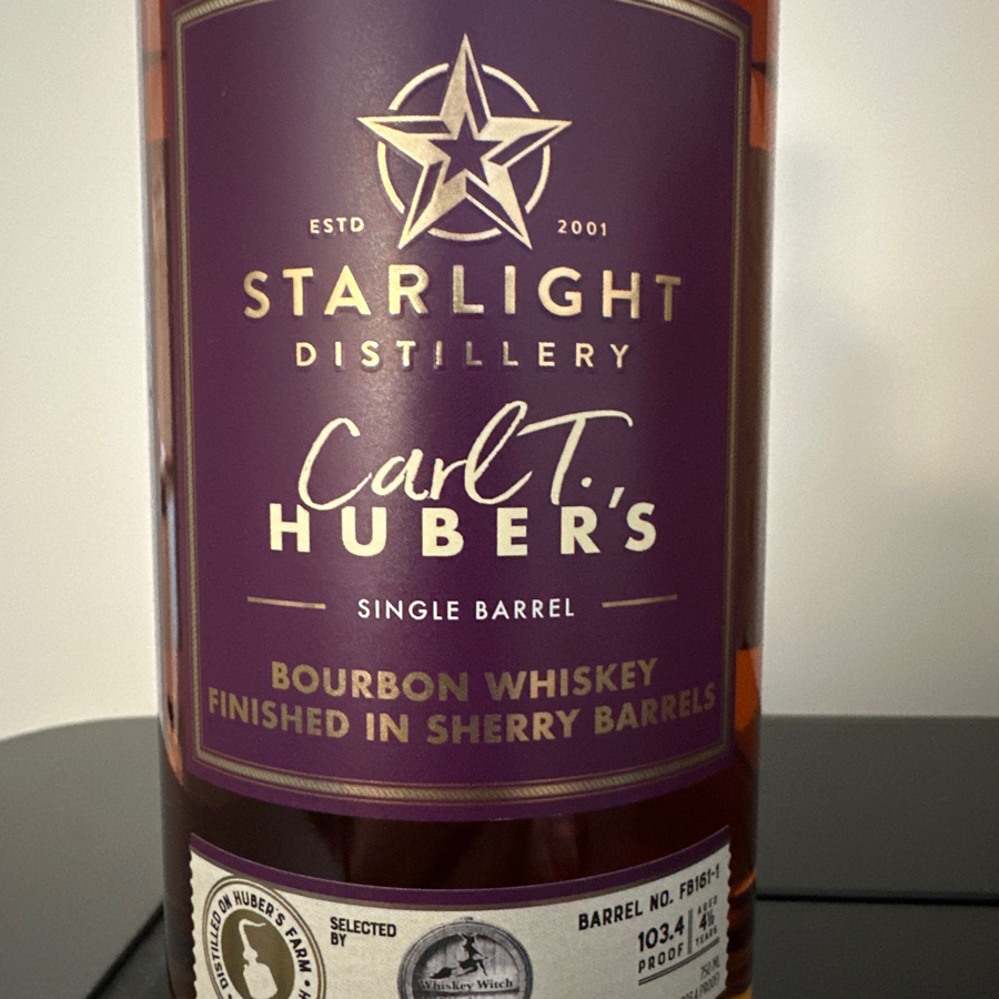 STARLIGHT CARL T. HUBER'S SINGLE BARREL BOURBON FINISHED IN SHERRY BARRELS (albemarle ABC)