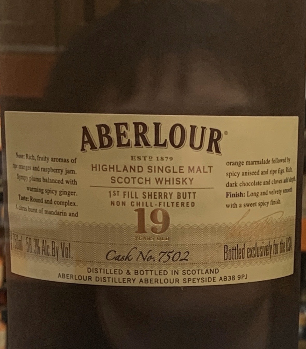 Aberlour 19 Year (Cask No. 7502)