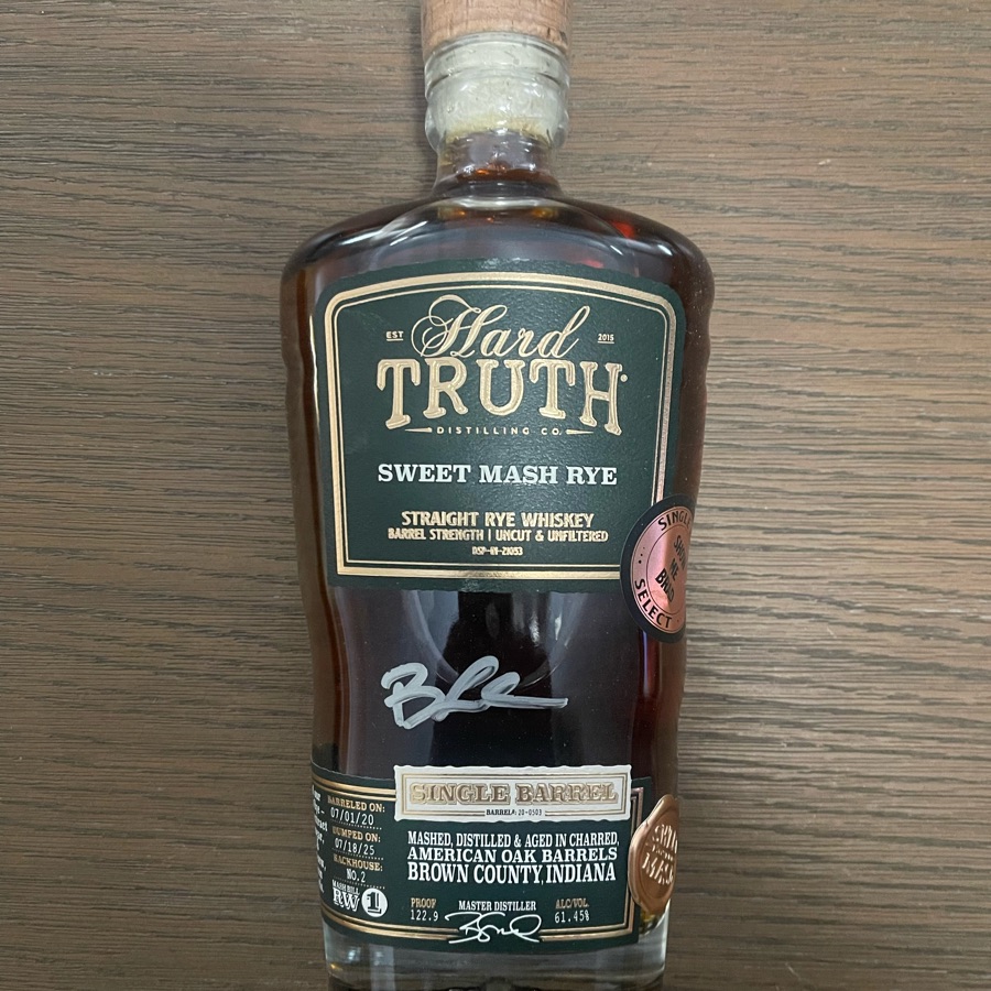 Hard Truth Sweet Mash Straight Rye Whiskey Barrel Strength Uncut & Unfiltered - Single Barrel Selects