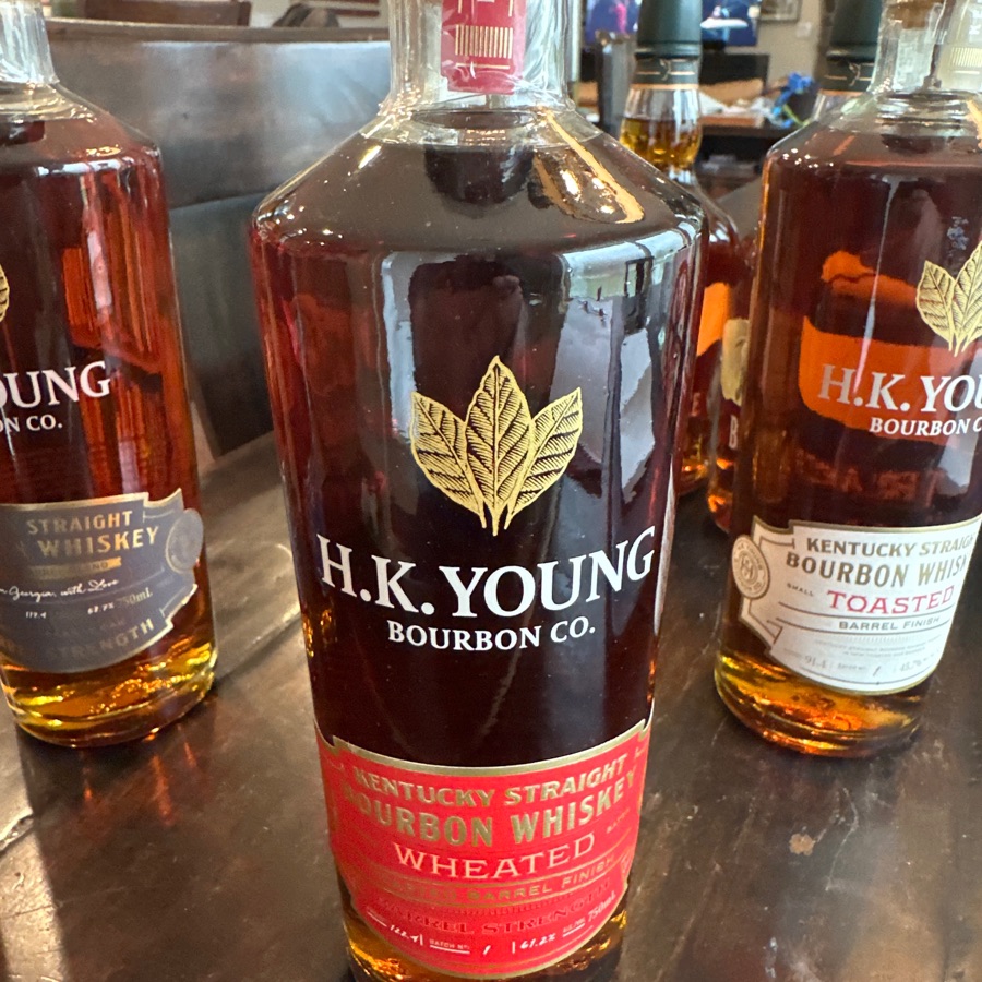 H.K. Young Barrel Strength Kentucky Straight Bourbon Whiskey Toasted Barrel Finish Wheated Small Batch No 1