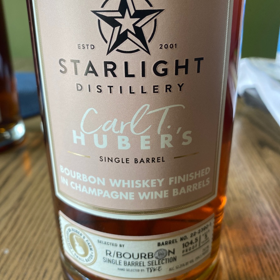 Starlight Distillery Bourbon Whiskey finished in Champagne Wine Barrels r/bourbon pick barrel no. 22-2390-1