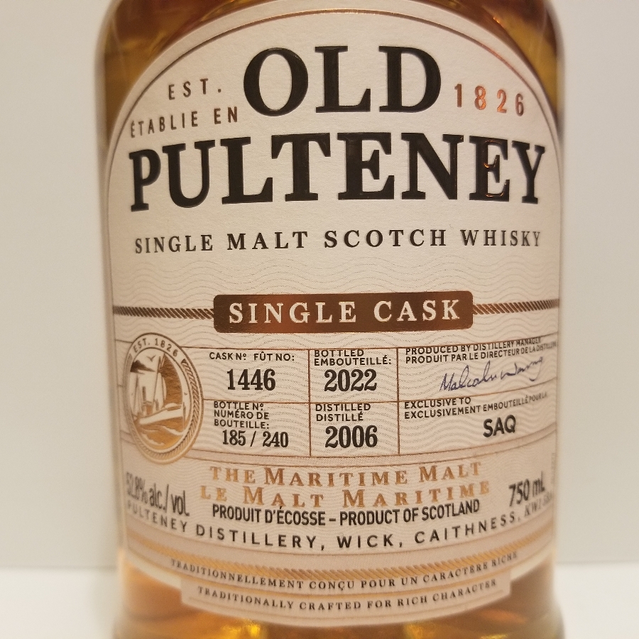 old pulteney 16 years old single cask #1446 SAQ exclusive