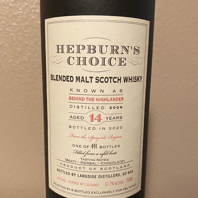 Hepburn's Choice (Craigellachie), 14 Year Old, Teaspooned Blended Malt