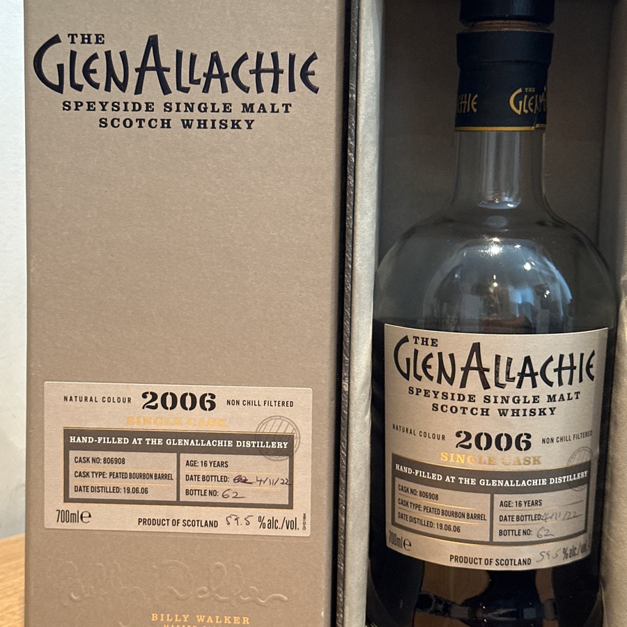 Glenallachie Hand Fill 2006 16yo peated bourbon barrel