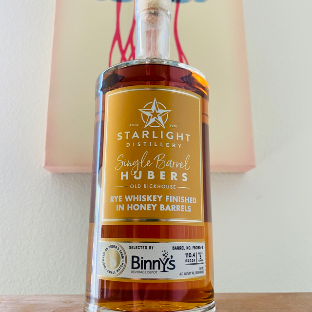 Starlight Single Barrel Huber's Old Rickhouse Rye Finished in Honey Barrels (Selected by Binny's)