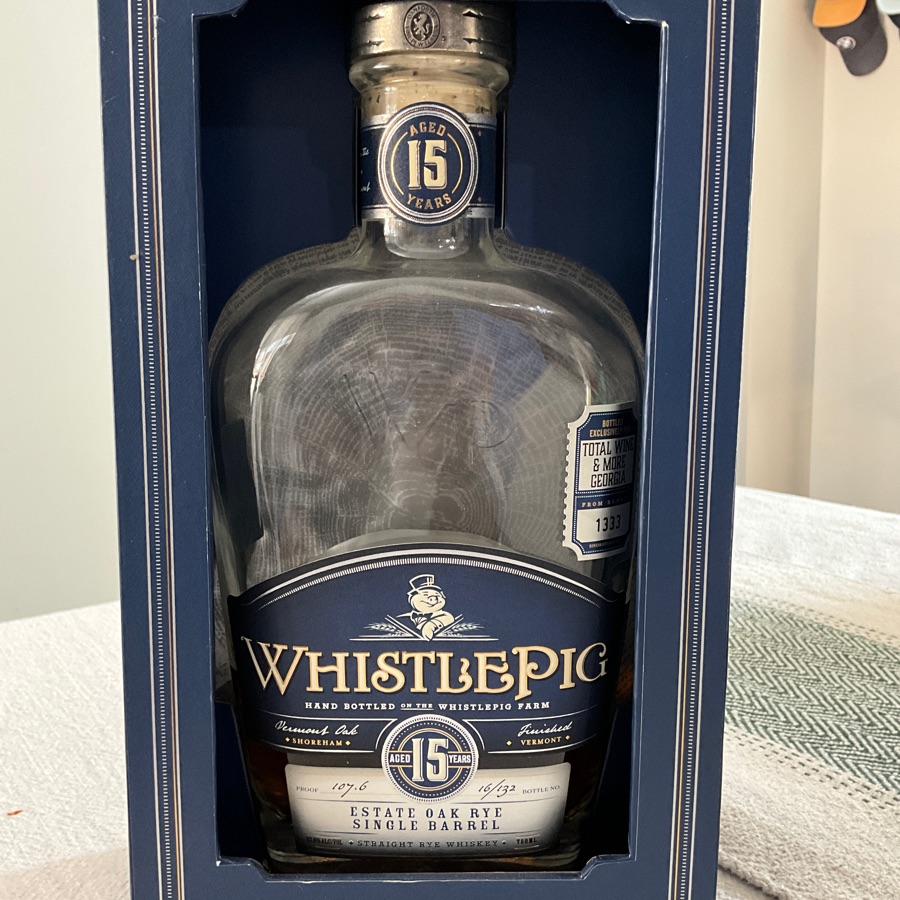 Whistle pig Estate Oak Rye Single Barrell 15 year (Barrell 1333)