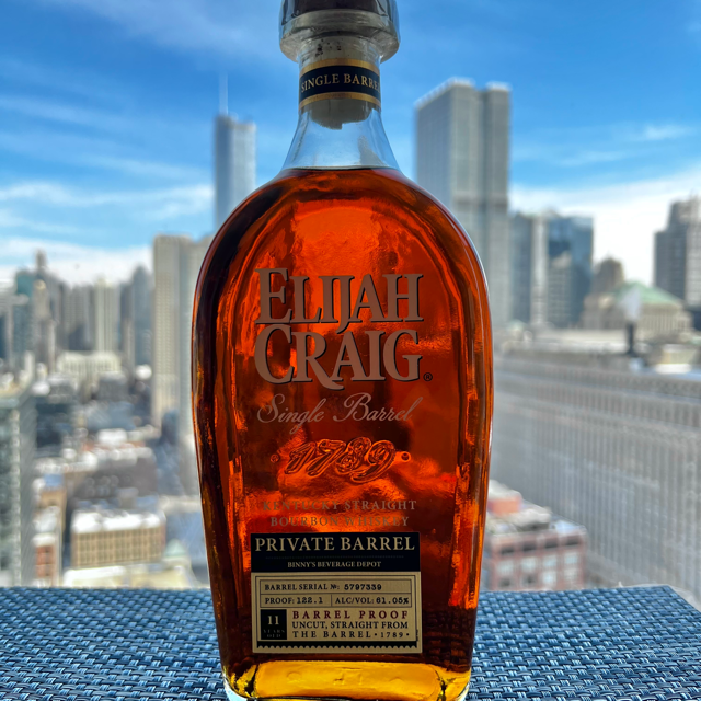 Elijah Craig single barrel Private Barrel 11 Year Barrel Proof (Binny's)