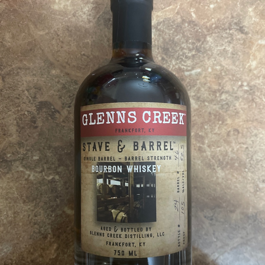 Glenns Creek Stave & Barrel Single Barrel - Barrel Strength Bourbon Whiskey