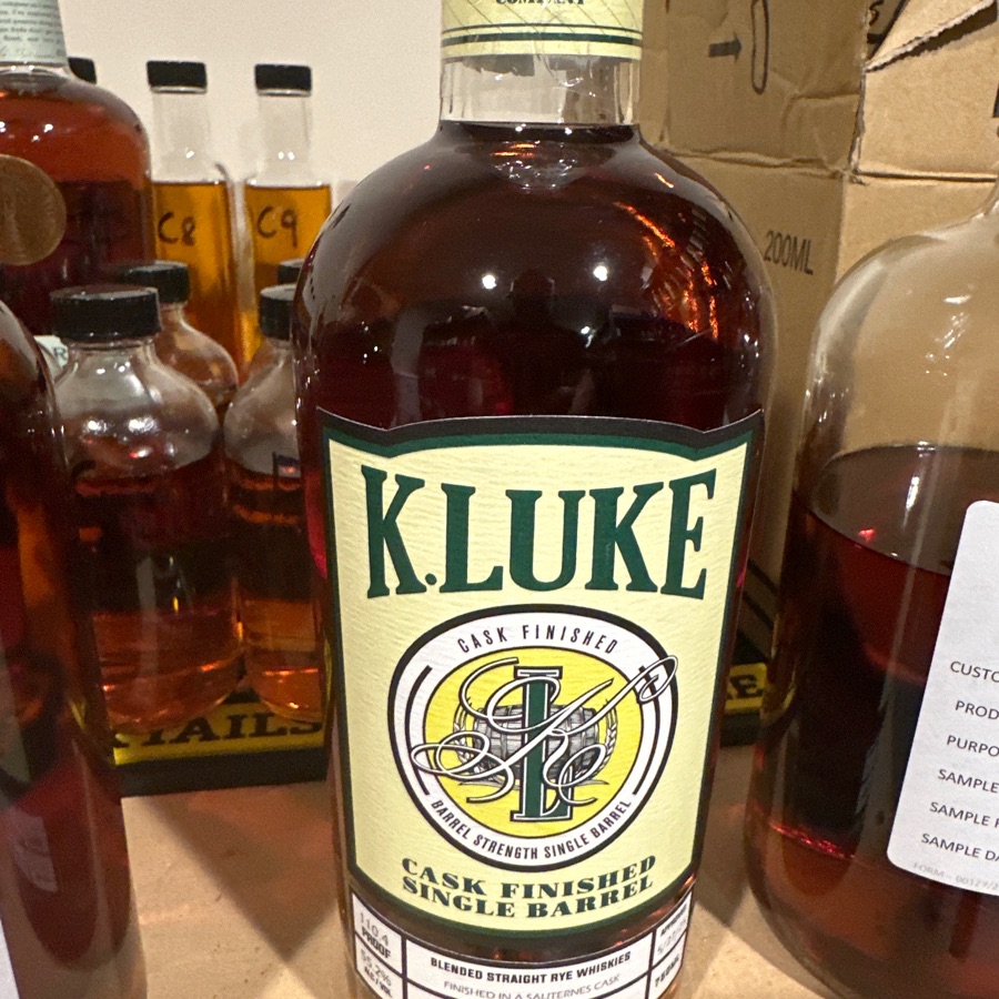K.Luke Cask Finished Single Barrel Blend of Straight Rye Whiskies (finished in a Sauternes Cask)