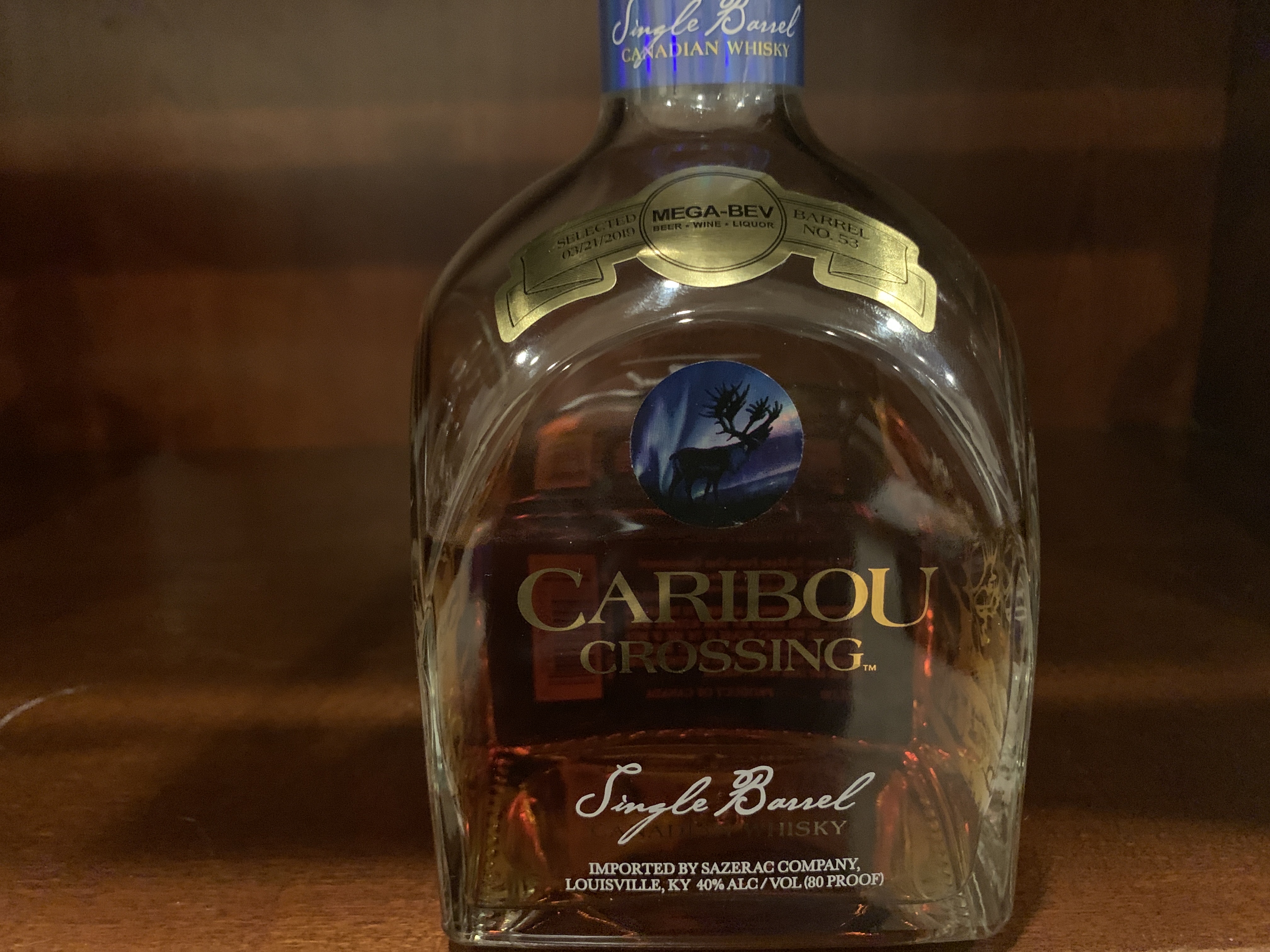 Caribou Crossing Canadian Whiskey Single Barrel Store Pick Mega-Bev Barrel #53