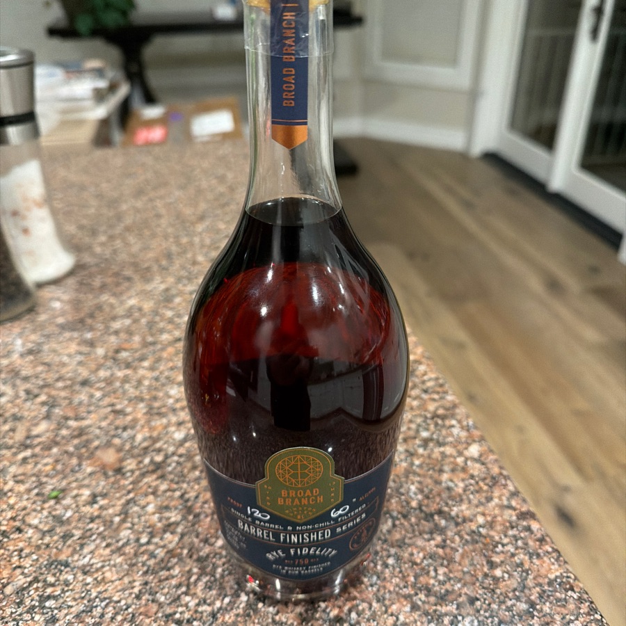 Broad Branch Rye Fidelity Barrel Finished Series Single Barrel Rye Whiskey Finished in a Rum Barrel