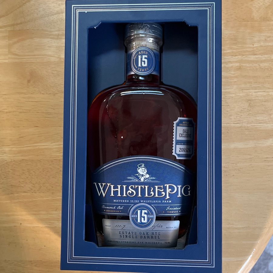 Whistlepig 15 Year Estate Oak Rye Single Barrel OHLQ Exclusive Barrel 206526