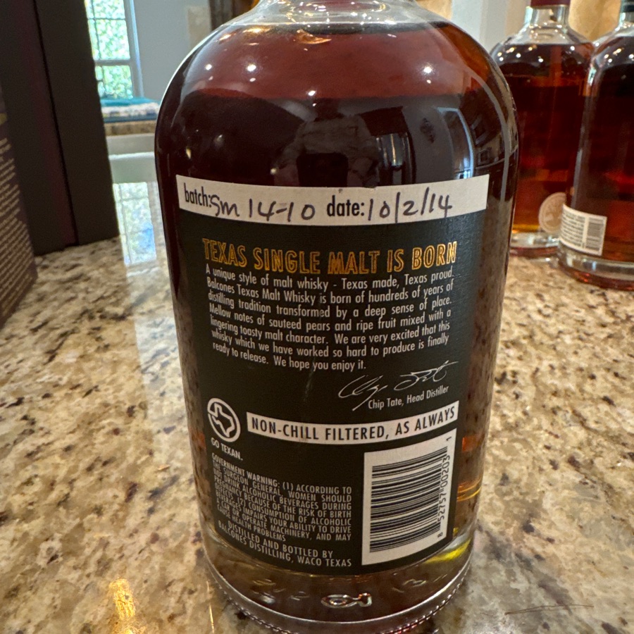 Balcones Texas Single Malt - SM14-10 - Chip Tate - 10/2/14