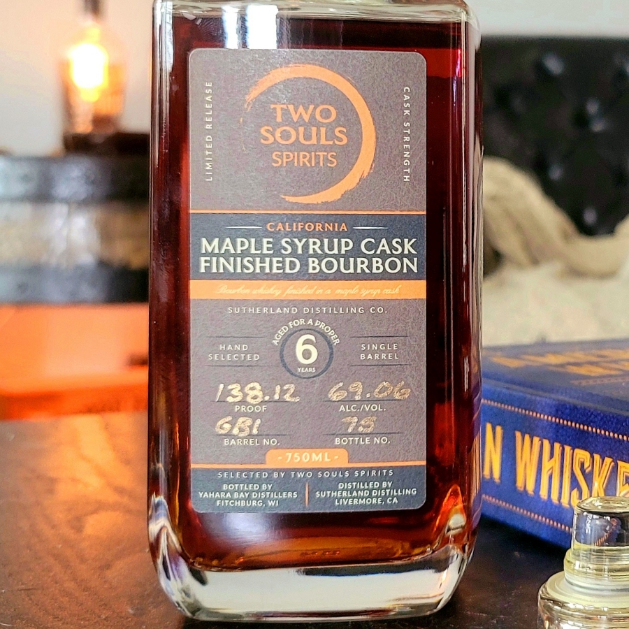 Two Souls Spirits 6 Year California Bourbon Maple Cask Finished Featuring Sutherland Distilling, Limited Release, Cask Strength