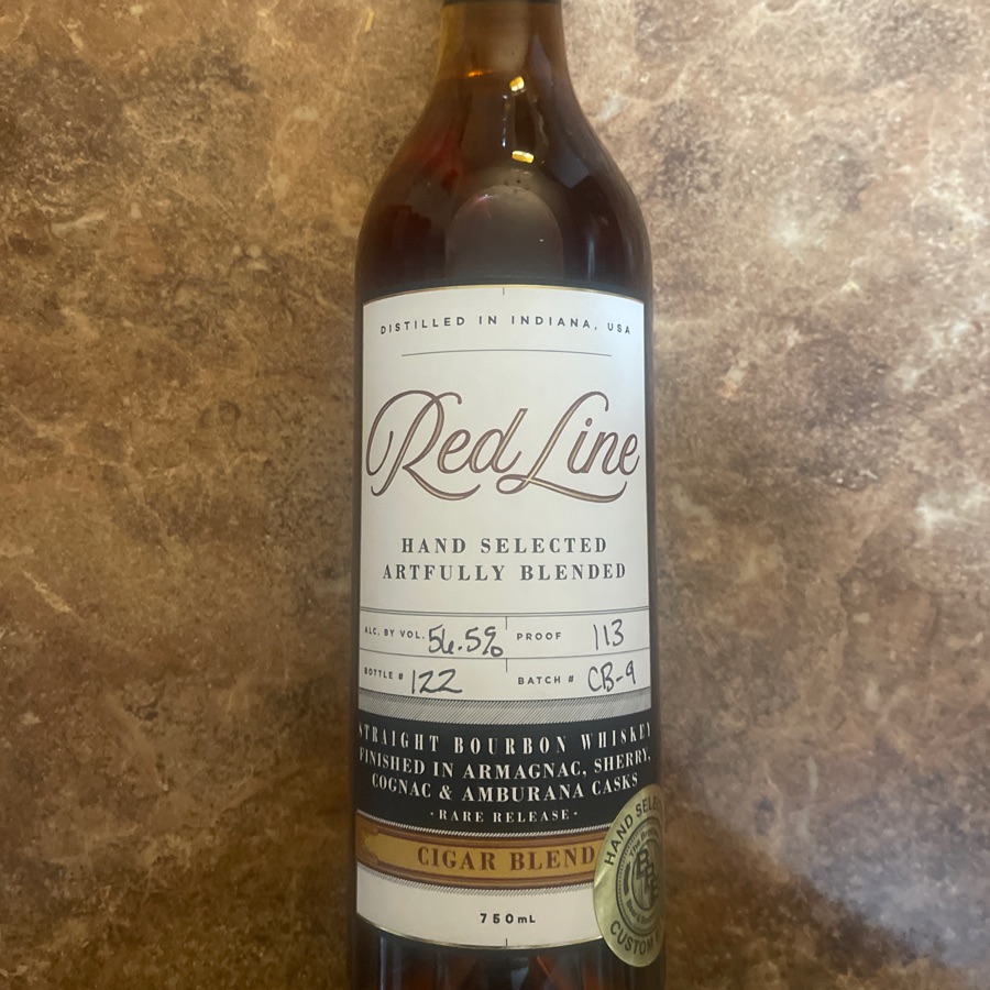 Red Line Hand Selected Straight Bourbon Whiskey Finished in Armagnac, Sherrt, Cognac & Amburana Casks - Cigar Blend (The Brothers Beer & Bourbon House)
