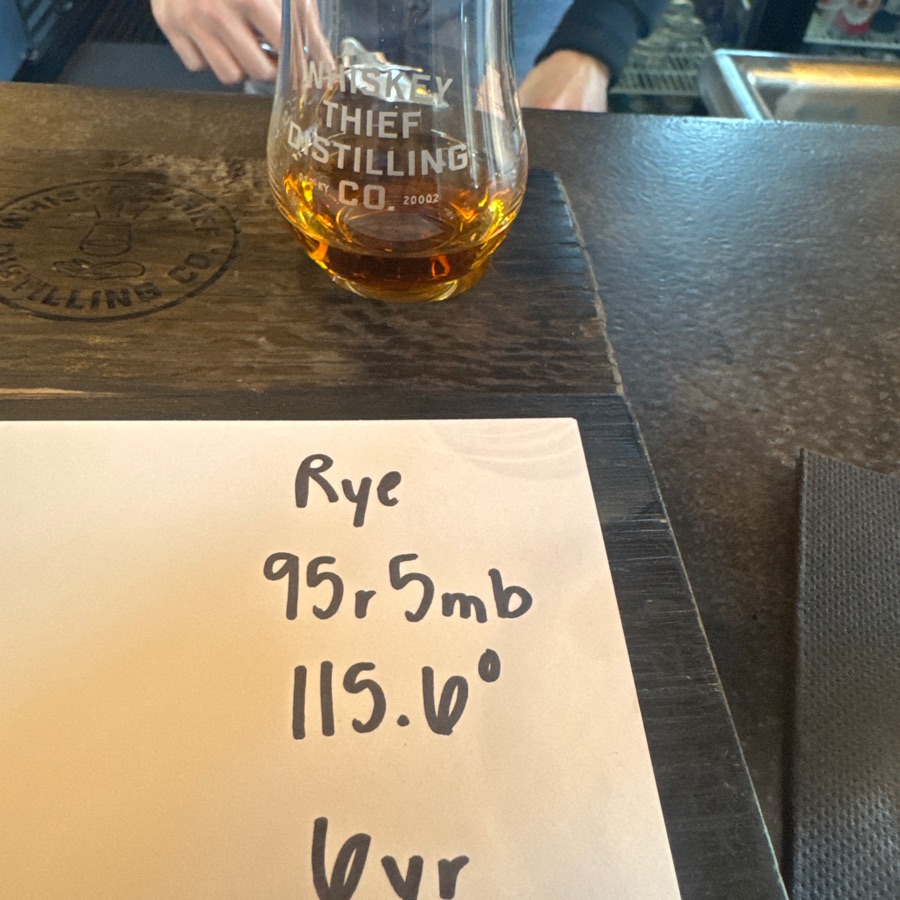 Whiskey Thief Distilling Co Rye (95r/5mb)