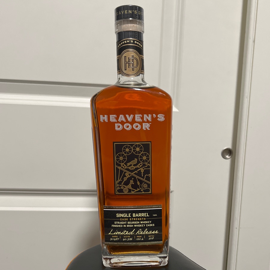 Heaven's Door Single Barrel Cask Strength Straight Bourbon Whiskey Finished In Irish Whiskey Casks Limited Release