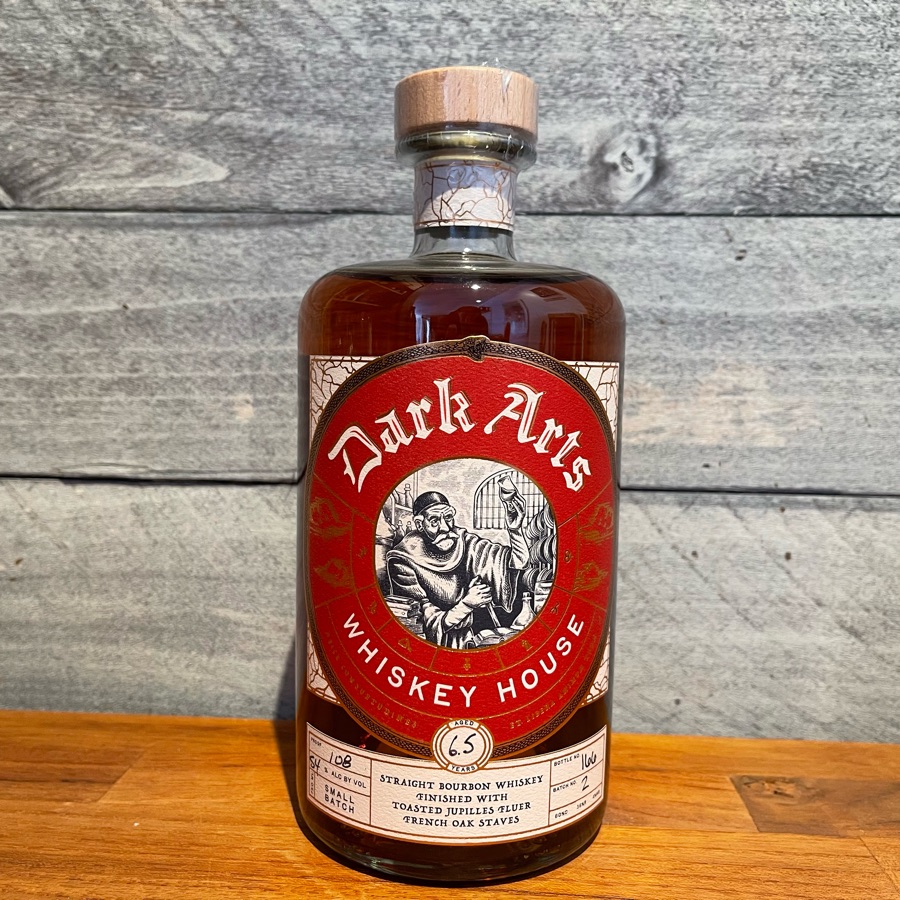 Dark Arts Straight Bourbon Whiskey finished with toasted jupilles fleurs french oak staves