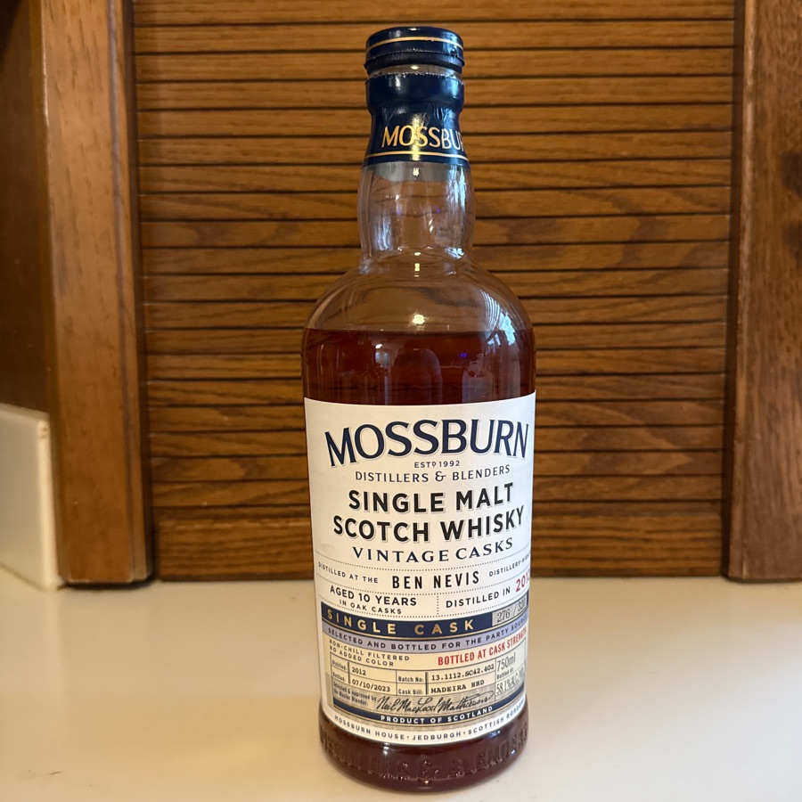 Mossburn Vintage Casks 10 Year Single Malt
Single Cask 276/320
Bottled for The Party Source