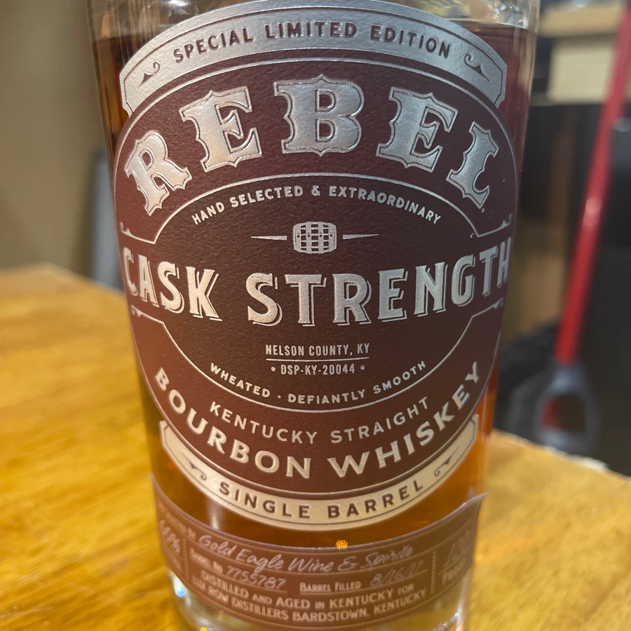 Rebel Cask Strength Bourbon (Gold Eagle Wine & Spirits - barrel filled 8/16/17)
