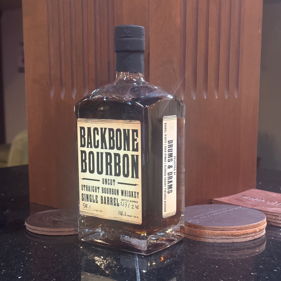 Backbone Straight Bourbon Whiskey Single Barrel (Drums & Drams Barrel #S914)