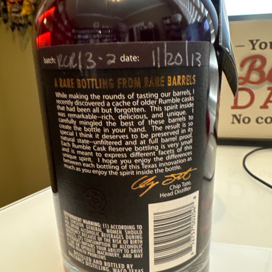 Balcomes Rumble Cask Reserve - Chip Tate - RCR13-2 - 11/20/13