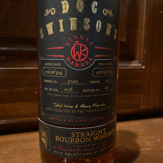 Doc Swinson's Single Barrel Total Wine Cask Strength Select