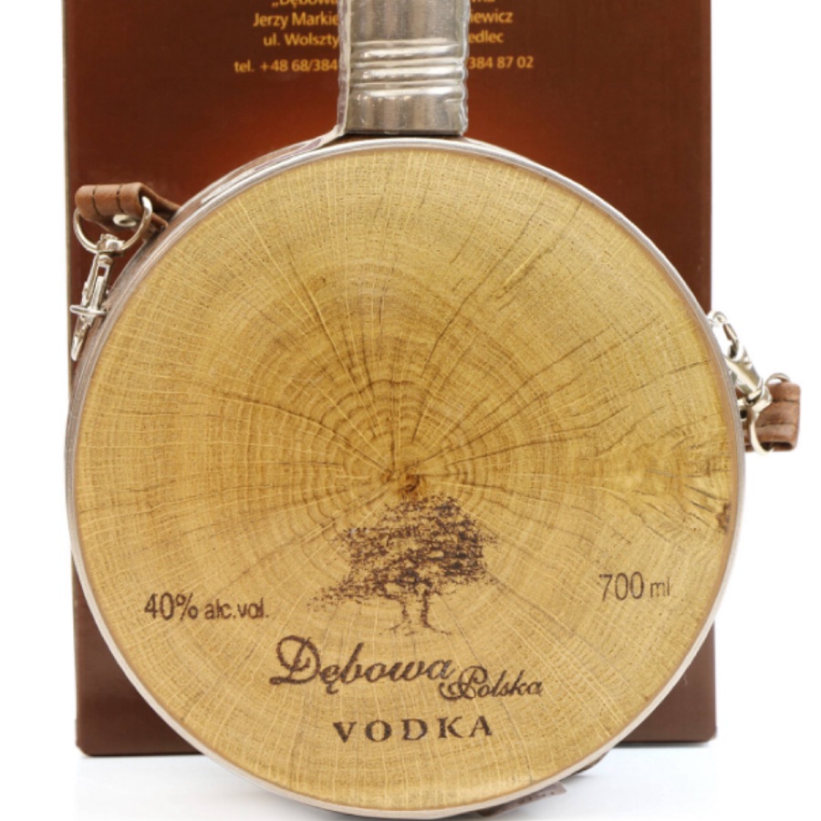Debowa Polska Vodka Wooden Hit Flask