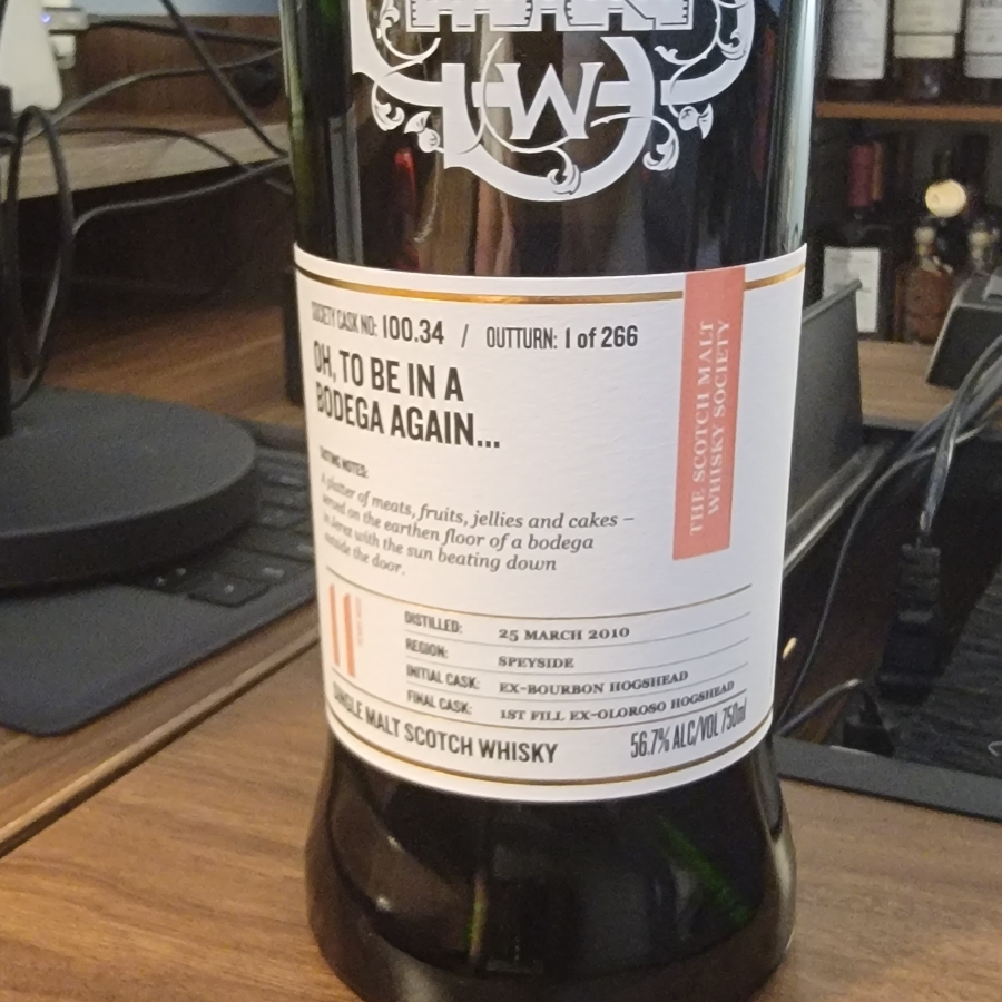 SMWS cask 100.34 Oh, To be in a Bodega Again...