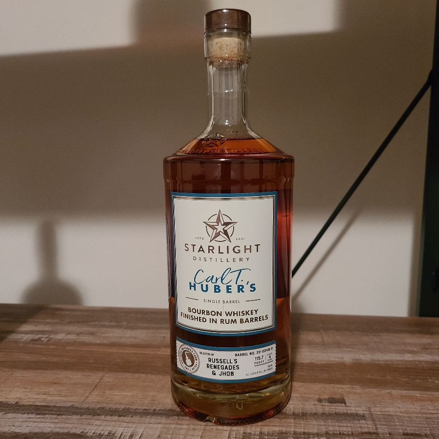 Starlight Carl T. Huber's Single Barrel Bourbon Finished in Rum Barrels
