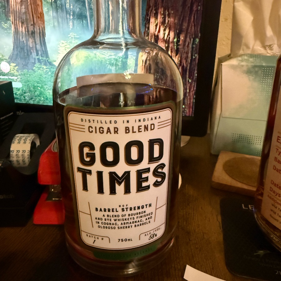 Good Times Cigar Blend NCF Barrel Strength A Blend Of Bourbon And Rye Whiskeys Finished In Cognac, Armagnac, And Oloroso Sherry Barrels Barch # 1 (The Inglorious Bear - Barrels For Good)