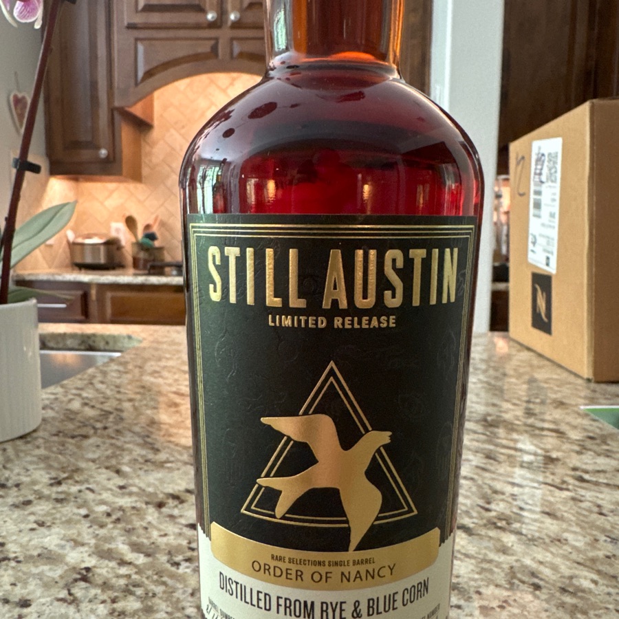 Still Austin Whiskey Distilled from Rye & Blue Corn - Order of Nancy Rare Selection Single Barrel - 8/24